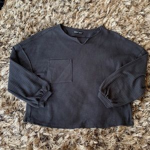 Bell sleeve waffle knit top